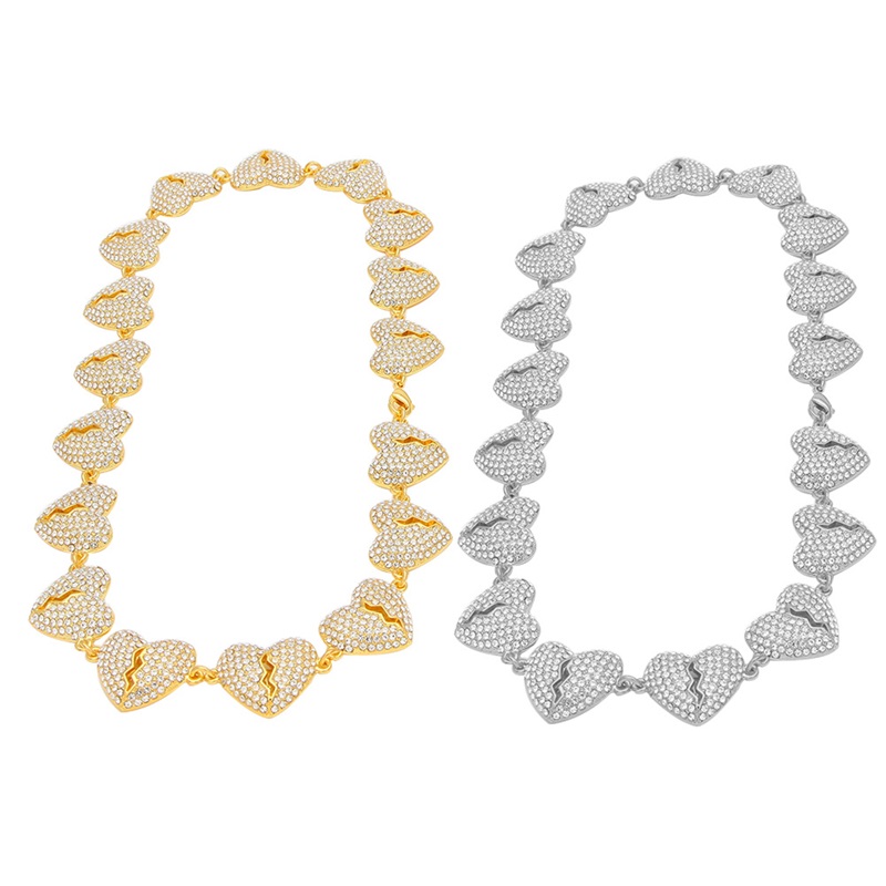 

Hip Hop Iced Out Chian Pendants Necklace Jewelry Mens Womens Gold Silver Broken Heart Necklaces 1260 B3