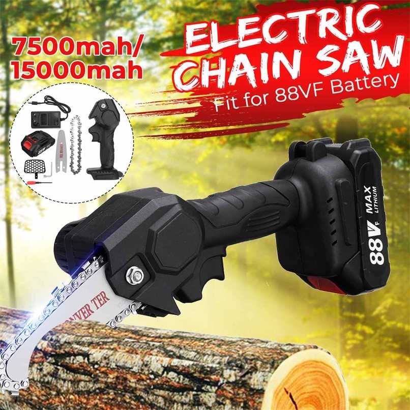 

88V Electric Mini Chain Saws Pruning ChainSaw Cordless Garden Tree Logging Trimming Saw For Wood Cutting With Lithium Battery 211029