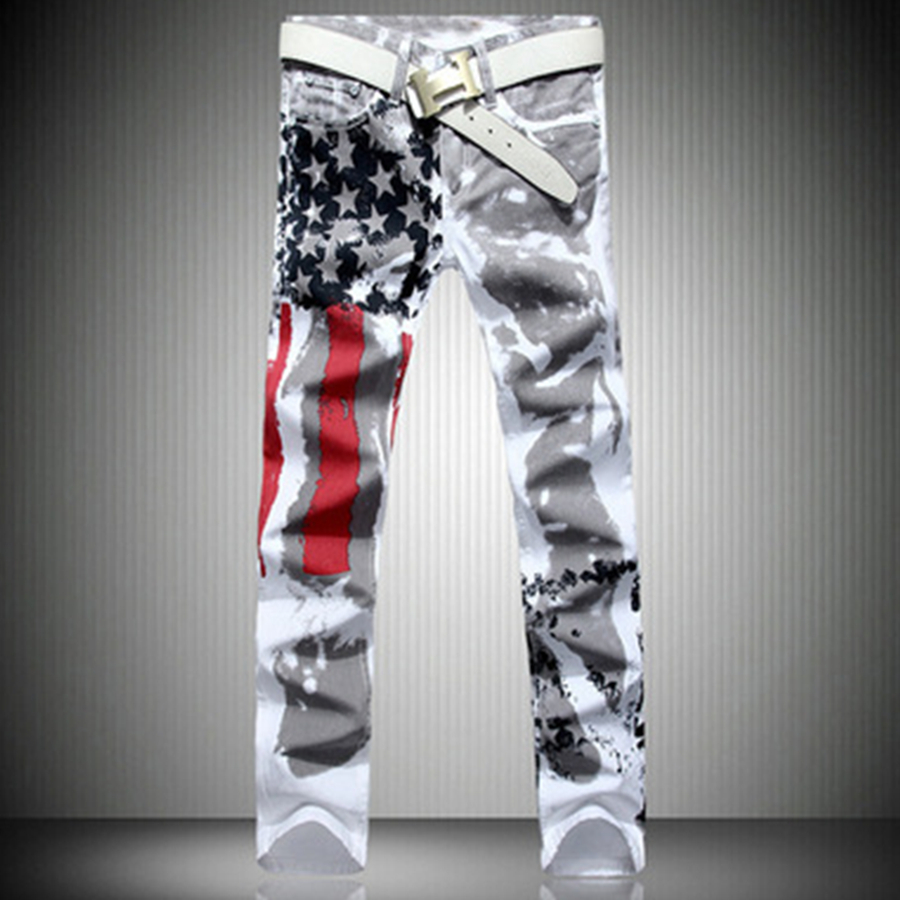 

Jeans thin men spring summer new style Cotton comfort high quality gentle jean, White flag