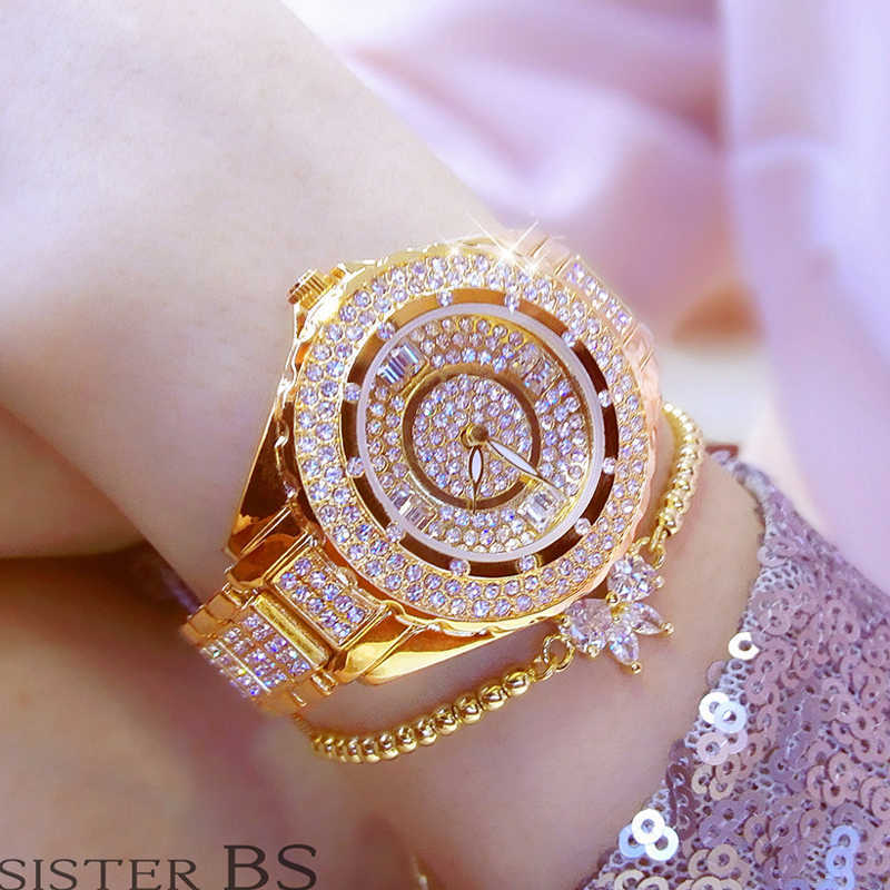

Sale Women Watches Lady Diamond Stone Dress Gold Silver Stainless Steel Rhineston Wristwatch Female Crystal 210707, Gold-with-tool