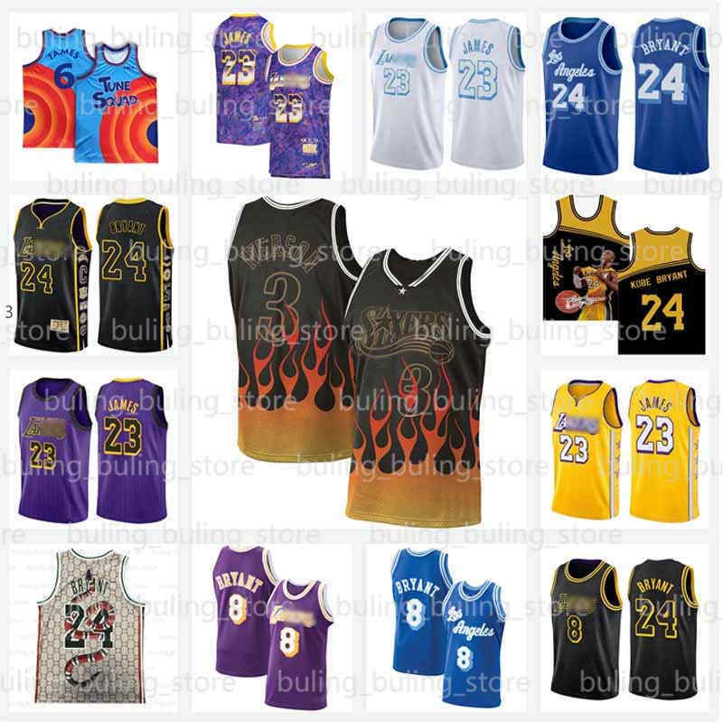 

Allen 3 Iverson Jersey 23 James 6 8 24 BRYANT Alex Los Caruso LeBron Angeles Lakers Kobe Basketball Kyle Davis Kuzma Tune Squad, Blue;black