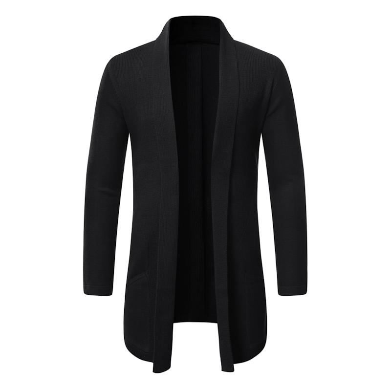 

Men's Sweaters Men Long Knit Sweater Jackets Solid Color Sweatercoat Autumn Knitted, Black