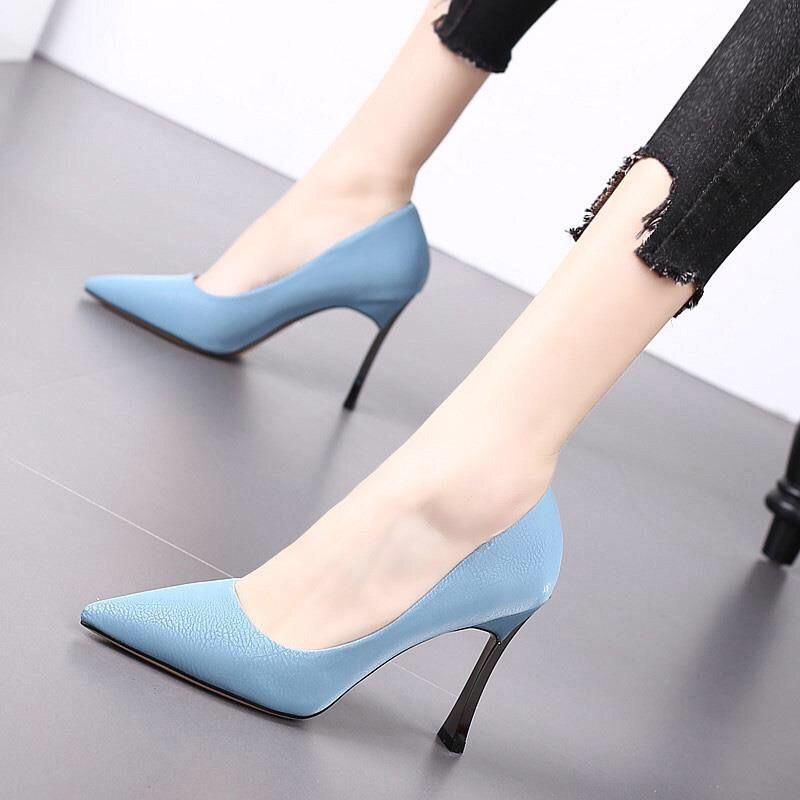 

Dress Shoes Thin Heels High 2021 Flock Pointed Toe Womens Pumps Black Work Red Party Wedding 40, Beige