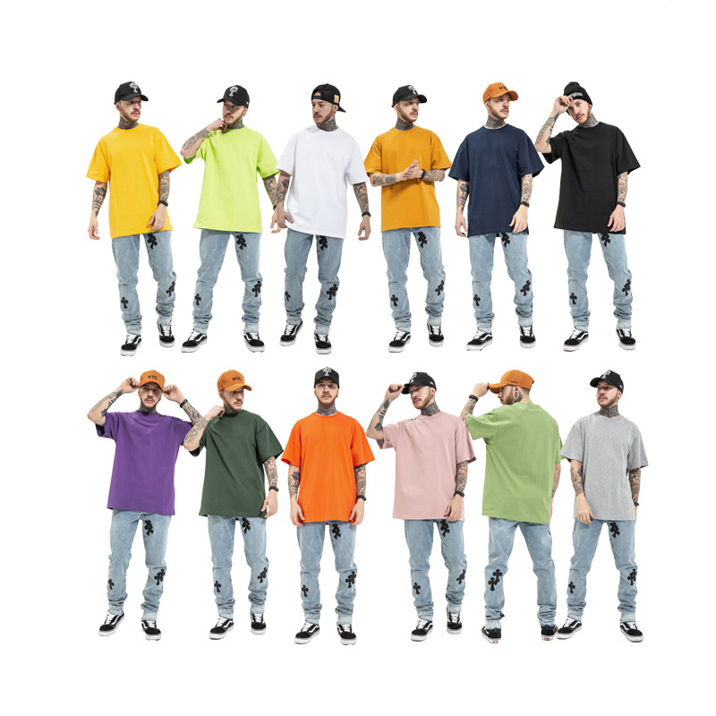 

Men' T-shirt Solid Color Round Neck Pullover Loose Straight Hip Hop Sweatshirt Spring and Autumn Pure Cotton Casual Men' and Women' Essentials, Customize