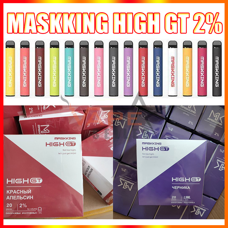 

Russian Version 2% Maskking High GT Disposable Vape Pen E Cigarette Device 400 Puffs 350mAh Battery 2ml Cartridges Pods MK Pro Kit VS Puff B