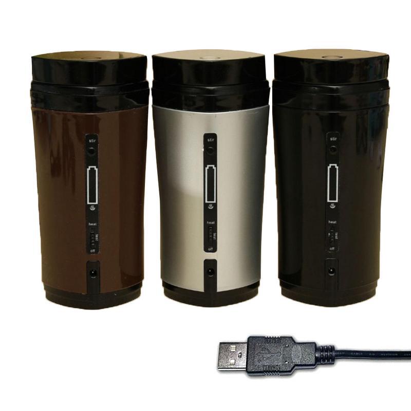 

Water Bottles 1PC Coffee Stirring Cup Automatic Rechargeable Heating Insulation USB Drinkware, Brown