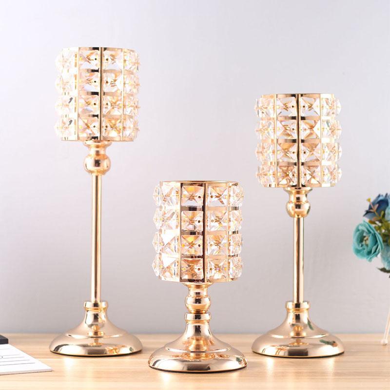 

Candle Holders Nordic Modern Crystal Wedding Centerpieces Metal Ornaments Candlestick Home Decoration Artware Decor Gift