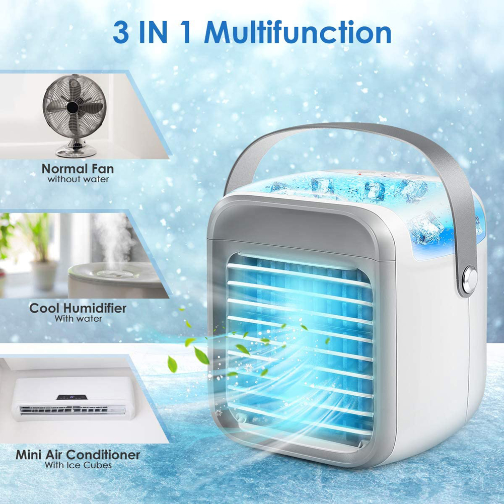 

Mini Air Conditioner with Handle Air Cooler Fan USB Portable 3 Modes Personal Space Fan Wireless Air Conditioning Fan