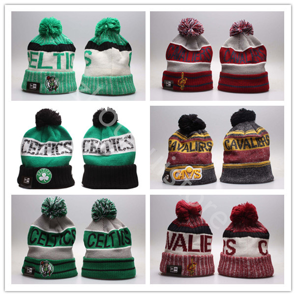 

Top Boston Celtics Basketball beanies hat Beanie knitted hat ball beads hand gorros Bonnet warm football Skull Caps Hats embroidery