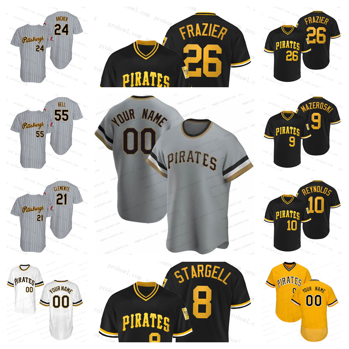

Pirates Adam Frazier Black Turn Back Gray The Clock 1979s 1997s jersey Roberto Clemente Bryan Reynolds Chris Archer Wilmer Difo Trevor Williams Bill Mazeroski, Mens custom jerseys