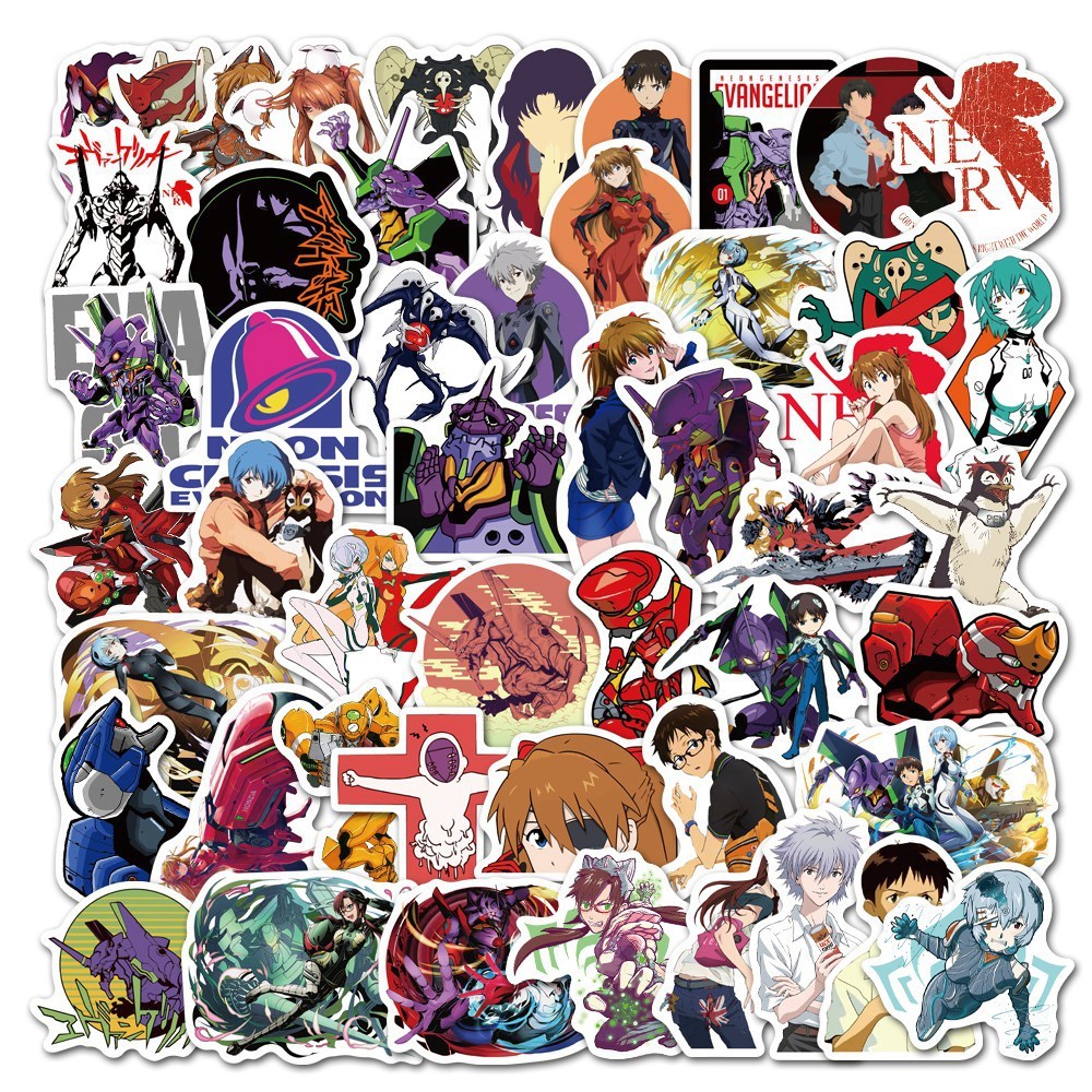 

Car sticker 10/50/100pcs Anime Evangelion Stickers for Motorcycle Car Bike Laptop Skateboard Fridge Wall Kids Graffiti Cartoon Vinyl Decals, 10 pieces trial set