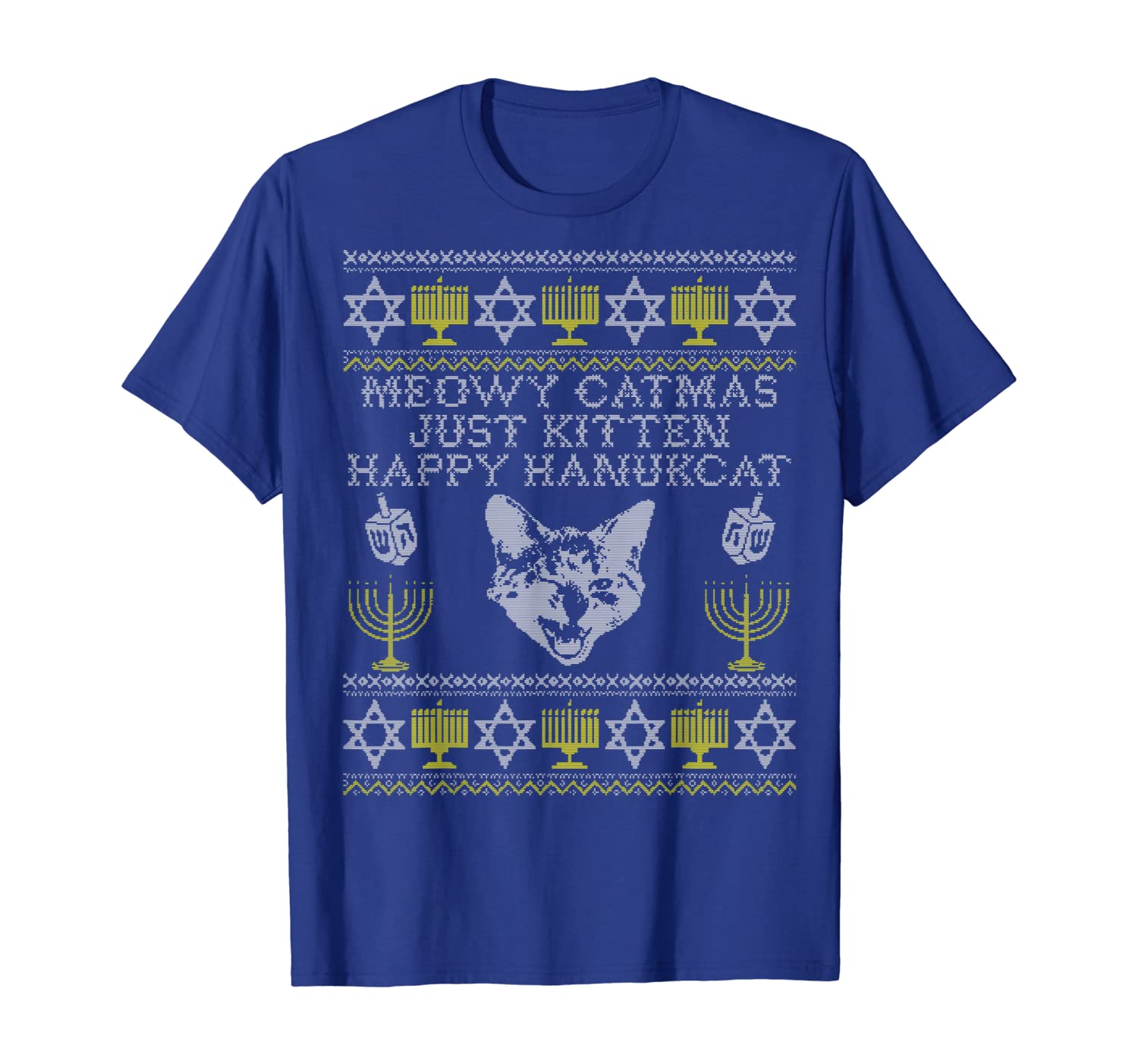 

happy hanukcat, meowy catmas shirt, hanukkah cat jewish t-shirt, White;black
