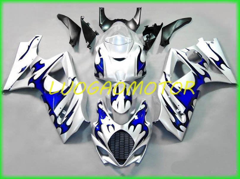 

Injection ABS Fairing kits Cowlings Fairings kit for SUZUKI GSXR1000 GSXR 1000 Bodywork 2007 2008 Motorcycle 07 08 Gift Free Custom Ivory White Flame Blue