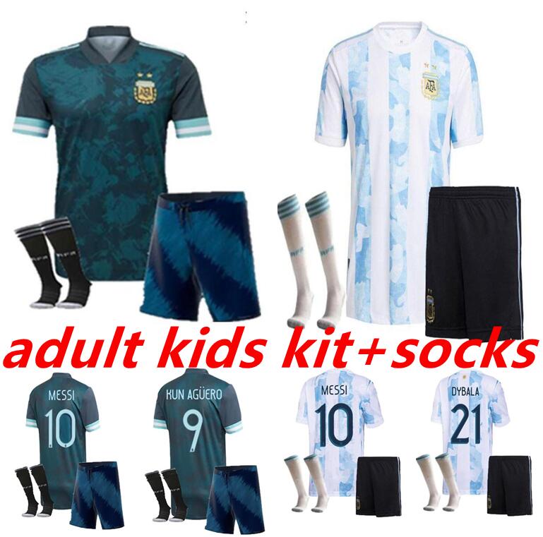 

adult kids kit+socks 21/22 Argentina soccer Jerseys 2021 Copa MESSI DYBALA KUN AGUERO LO CELSO MARTINEZ TAGLIAFICO jersey football shirt, Black;yellow