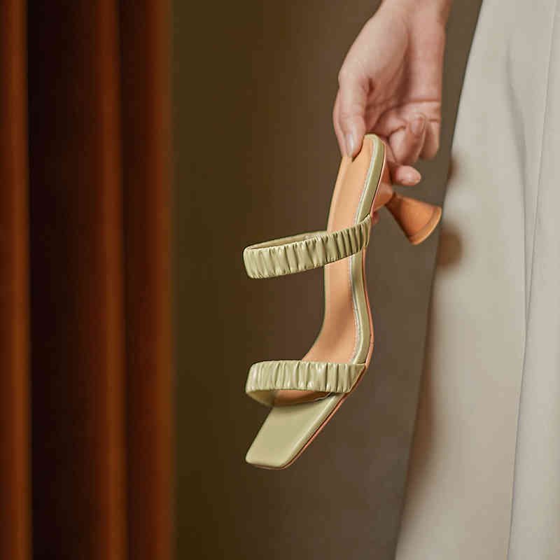 

slippers women's summer slippers plus size 22-26cm high heels in europe and american modern outdoor double a line buckle shoes h372, Black