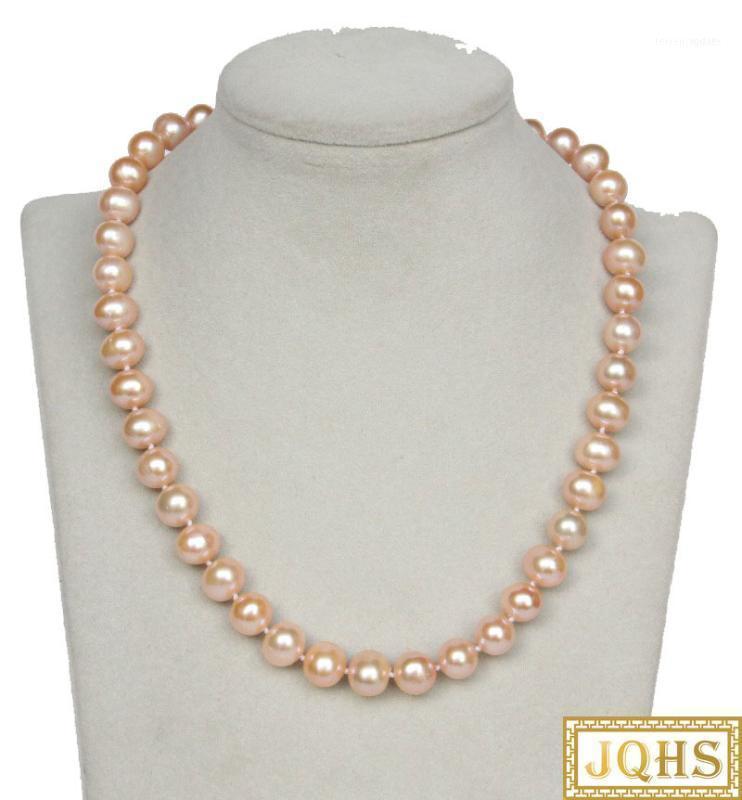 

Chains Natural 17" 11mm Knotted Pink Freshwater Pearls Necklace 925s Clasp C50 Statement Jewelry1