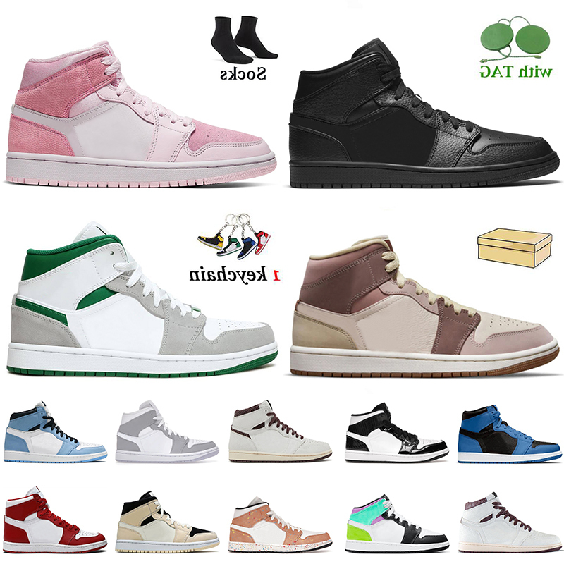 

Shoes Top Fashion Women Mens Jumpman 1 1s High OG Basketball Sneakers Mid Triple Black White Digital Pink Grey Pine Green UNC A Ma Maniere, A28 mid digital pink 36-46