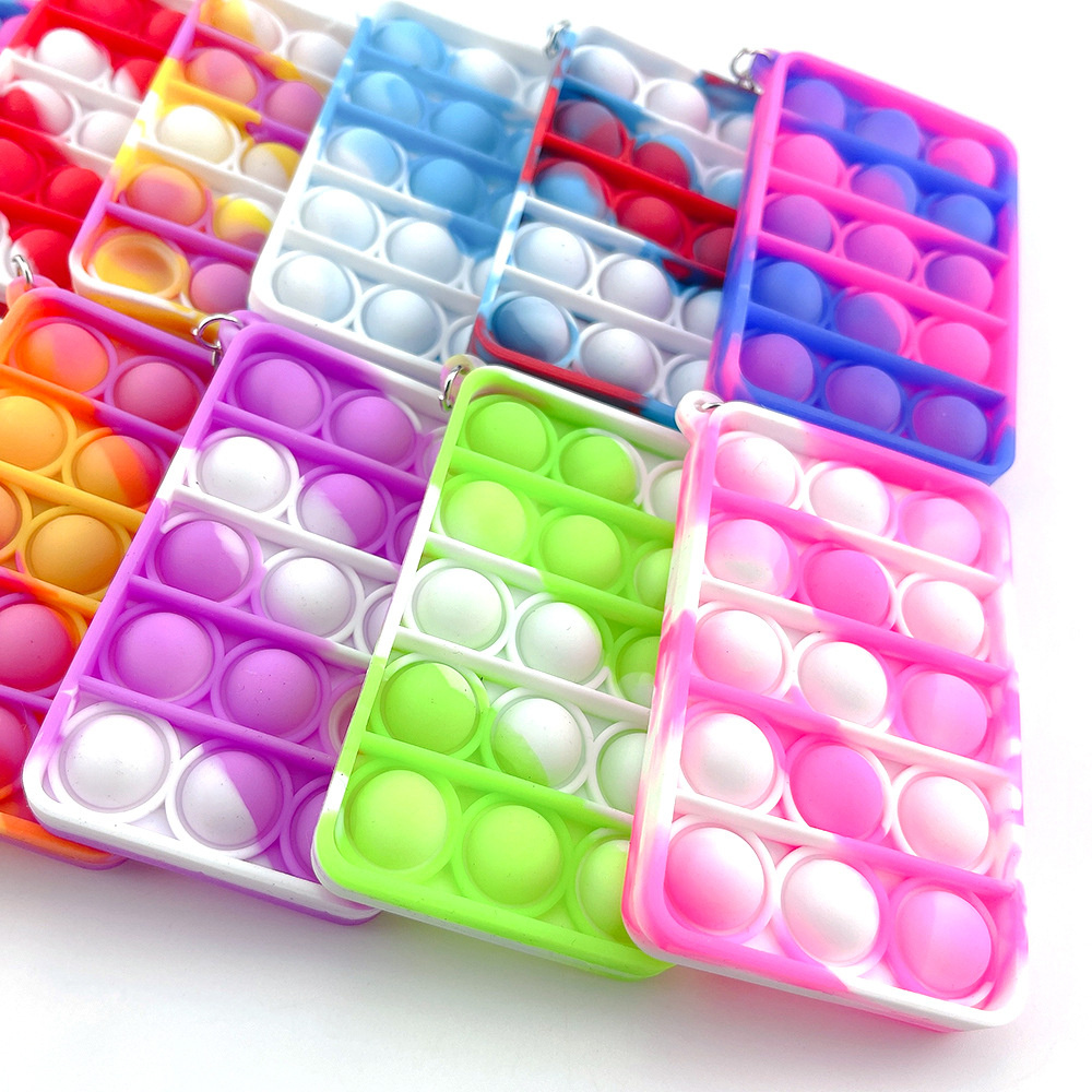 

Silicone Keychain Fidget Sensory Toys Kids Mental Arithmetic Puzzle Tie Dye Finger Popper Fun Puzzles Stress Relief Decompression Toy
