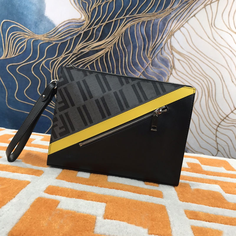 

Men Hand Bag Fashion CZipper Handbag Purse High Quality Genuine Bags Detachable Chain Handle Card Case Inside Diagonal Pocket