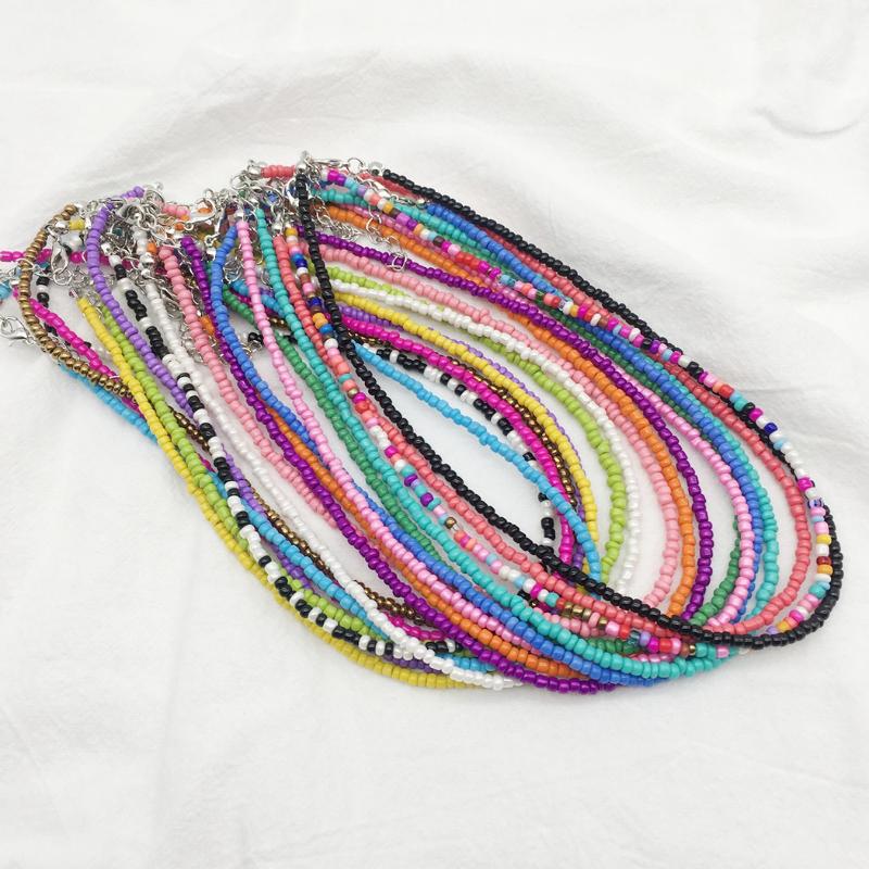 

Chokers Colorful Bead Necklace Adjustable Bohemian Beach Beaded Choker For Women Girls Neck Jewelry Accessories