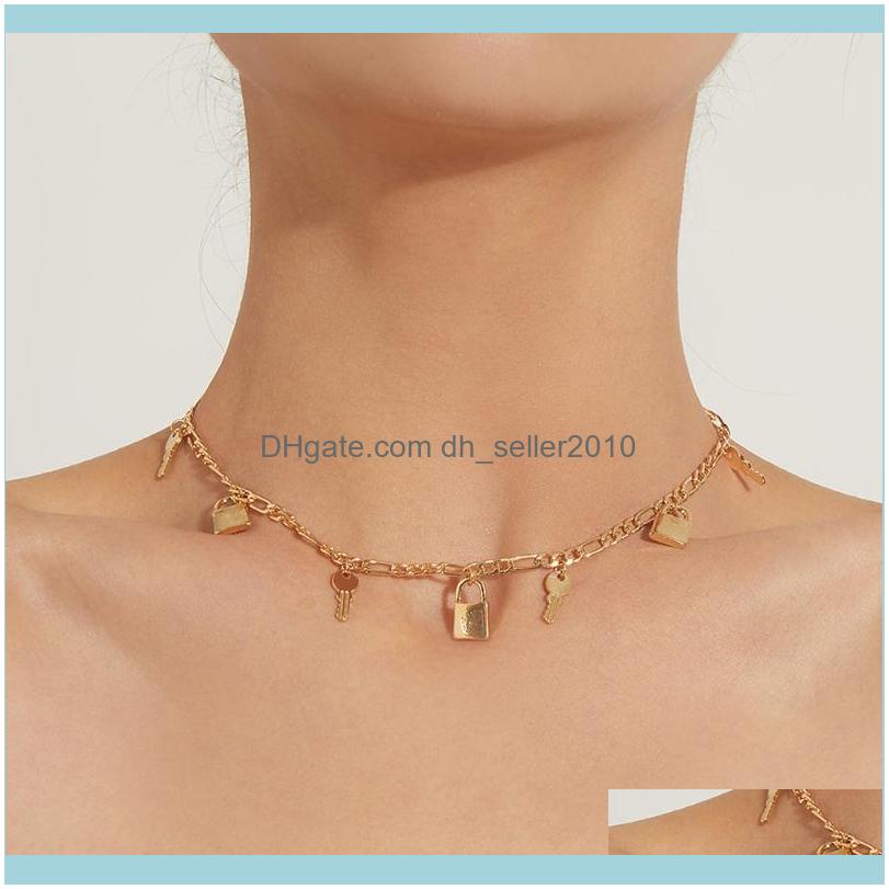

& Pendants Jewelryfashion Lock Pendant Necklace For Women Gold Color Goth Key Choker Aesthetic Chain Necklaces Party Couple Jewelry Aessorie