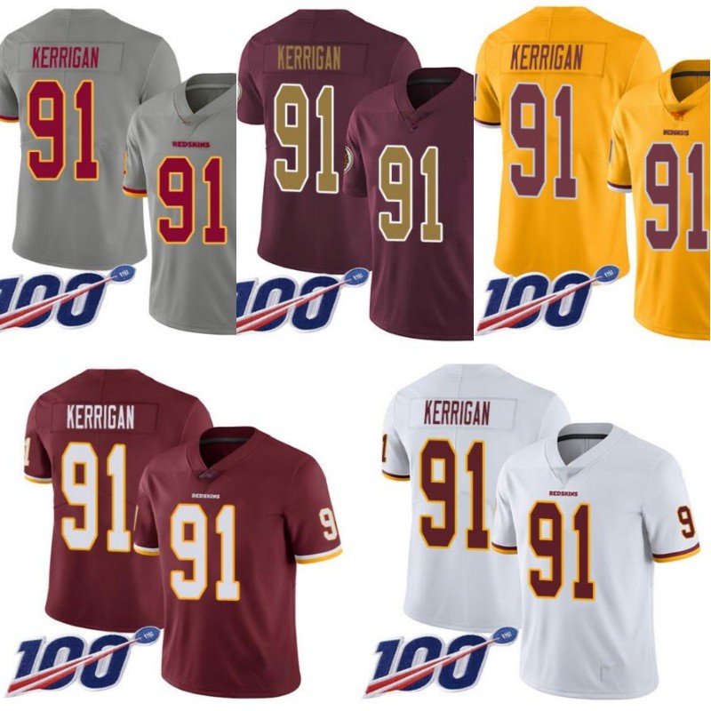 

Washington Redskins Men #91 Ryan Kerrigan Women Youth 100th Jersey, Black;red