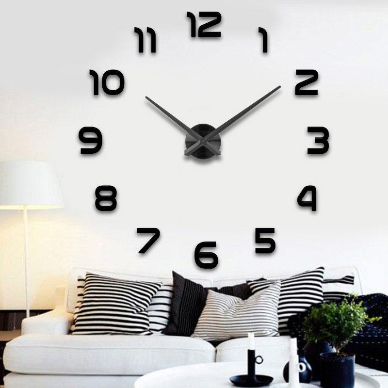 

Wall Clocks Large Clock Sticker Acrylic Silent Digital 3D DIY Modern Design Of Living Room Home Decoration