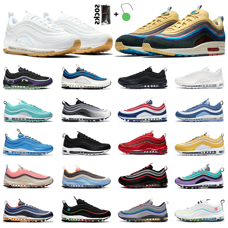 

Shoes 97 Mens Running Triple Black White Gum Pull Tab Sean Wotherspoon Jesus Gradient Fade Worldwide Women Trainers Outdoor Sports Sneakers, Bubble wrap packaging