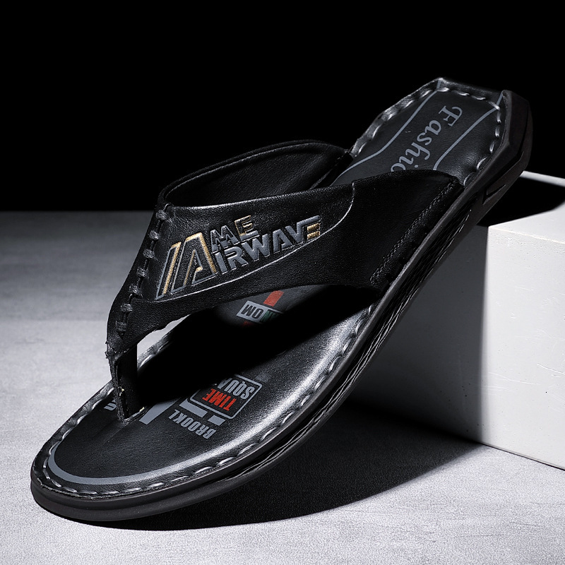 

Slippers Korean style flip flop wear summer men's casual breathable soft sole personalized beach slippers J4RY, 1# shoe box