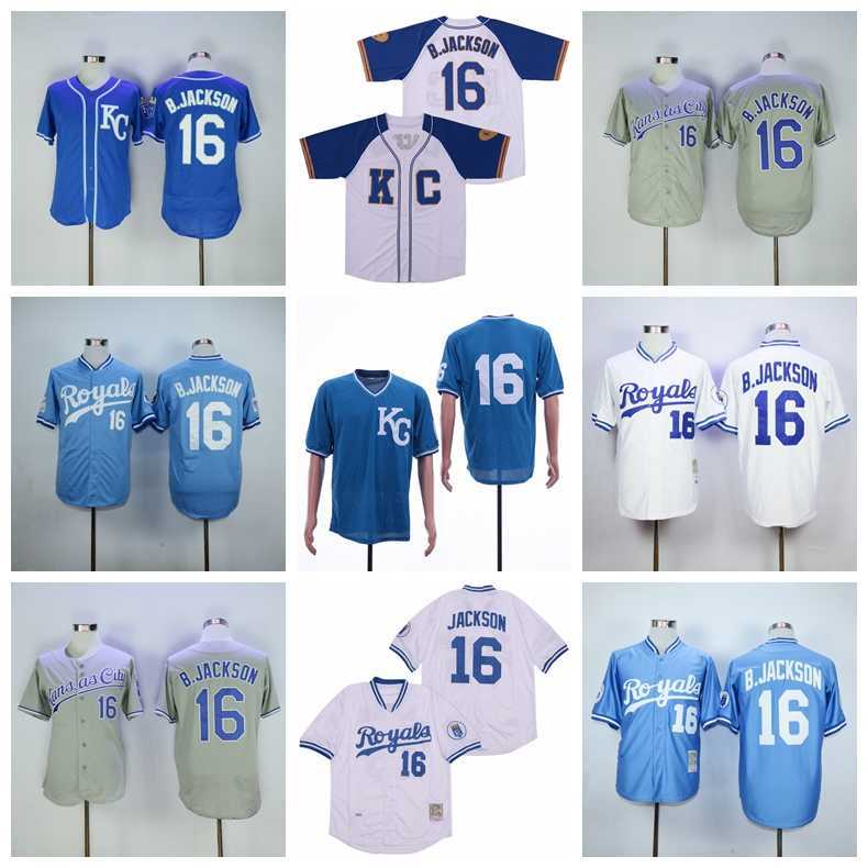 

Retro 1985 1980 1987 Retire 16 Bo Jackson Vintage Baseball Jersey BP Pullover Flexbase Cool Base All Stitched Team Home Blue White Grey Good, 16 blue