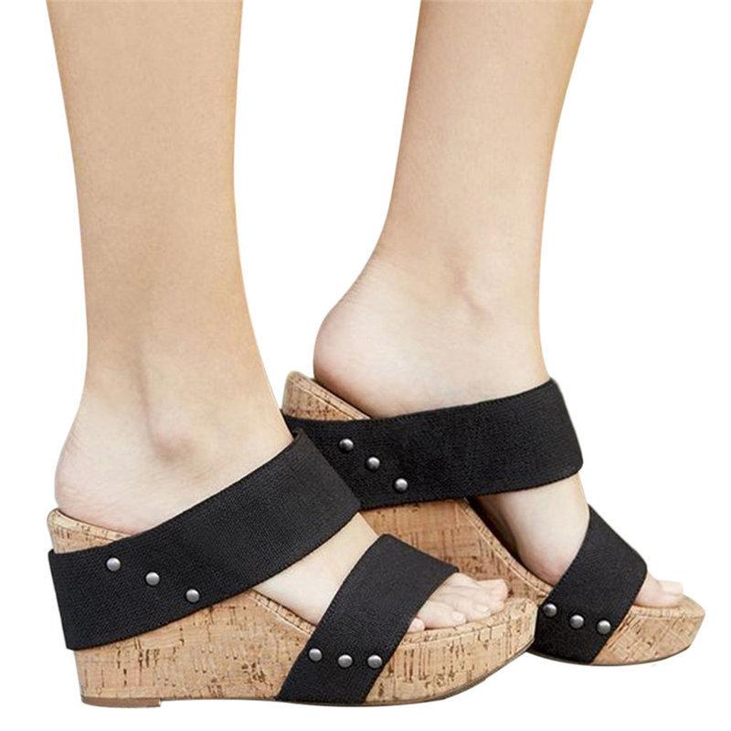 

Women Shose Summer Womens Breathable Thick Bottom Retro Wedge Sandals Flats Roman Slippers Beach Fashion Style For Lasdies, Beige