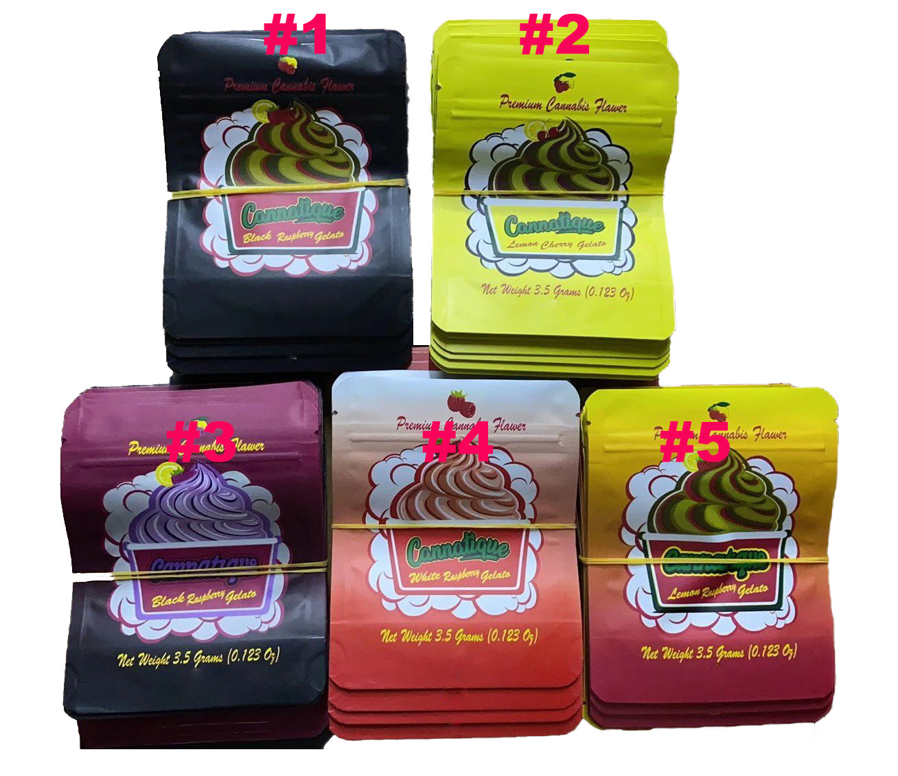 

EMPTY 3.5g EIGHTH PACKAGE SMELL PROOF MYLAR BAG CANNATIQUE LEMON CHERRY BLUE WHITE RASPBERRY PLATIUM SWEET TARTZ TOWN JEWELS CREAM edible zipper bag