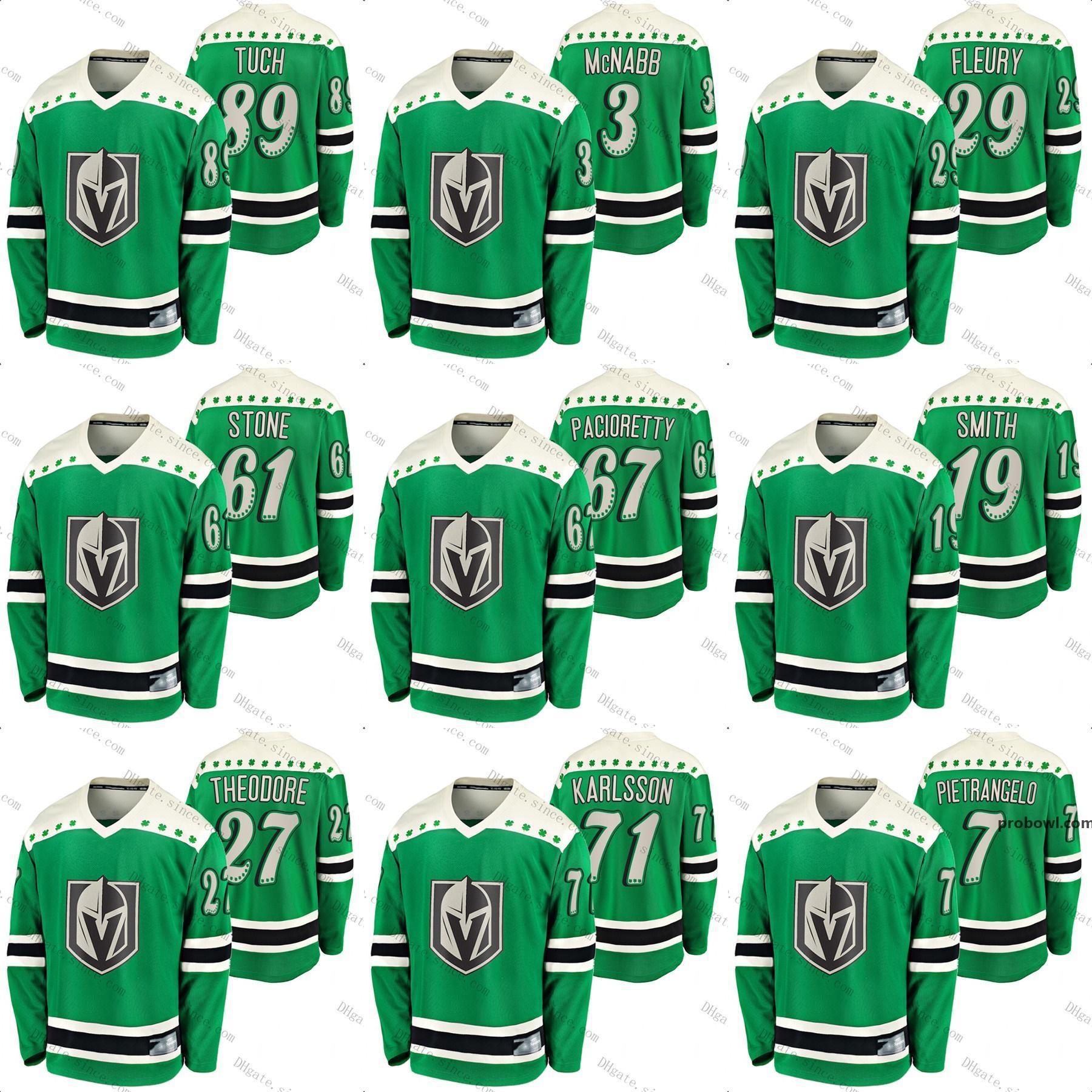 

Vegas Golden Knights 7 Alex PIETRANGELO 2021 St Patricks Day Jersey Robin Lehner Fleury Smith Pacioretty Reaves Tuch Mark Stone Hockey, 2021 st patricks day youth s-xl