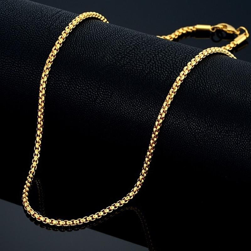 

Chains 18" 22" 24" Long Necklace 3MM Wide Gold-color Punk Gold For Elegant Women Chain Party Jewelry Necklaces /Men, Silver