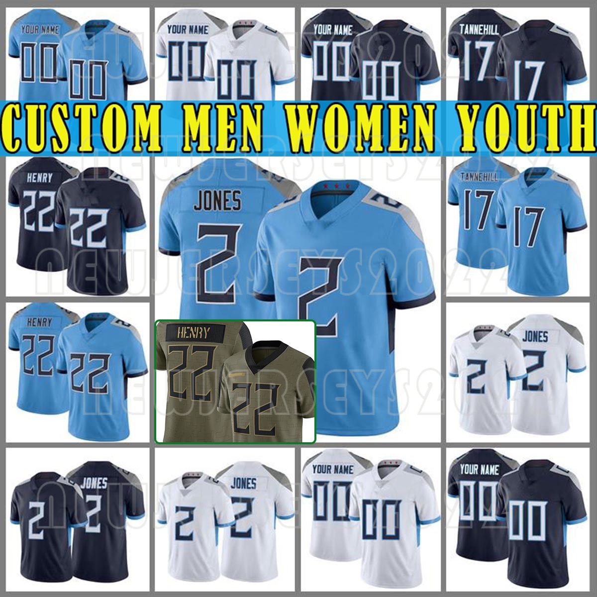 

Mens Custom 2 Julio Jones 17 Ryan Tannehill 22 Derrick Henry Tennessee Football Jerseys Titans Women 11 A.J.Brown 31 Kevin Byard Youth 8 Marcus Mariota 27 Eddie George, Custom youth(taitan)