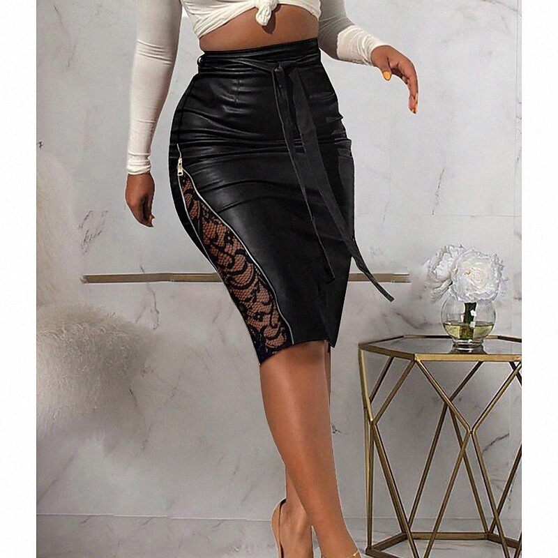 Women's Punk & Gothic Knee Length Skirts Carnival Homecoming Solid Colored Lace Black S M L m0JL#-image-755730716