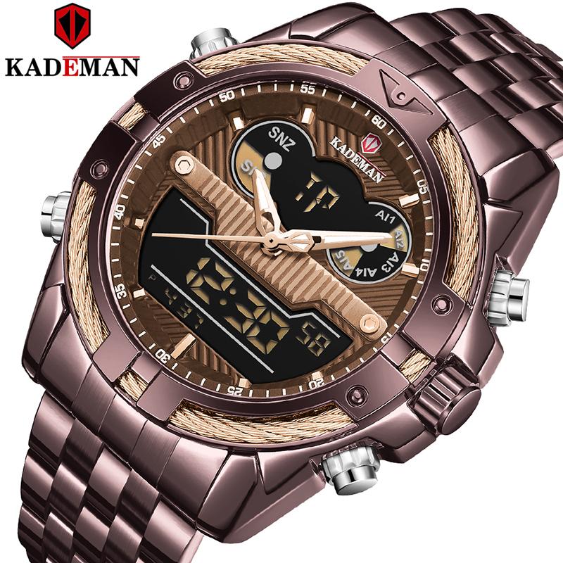 

Wristwatches Kademan Luxury Men Quartz Watch Coffee Stainless Steel Sport Men's Watches Waterproof Wristwatch Calender Relogio Masculino, K9076sws