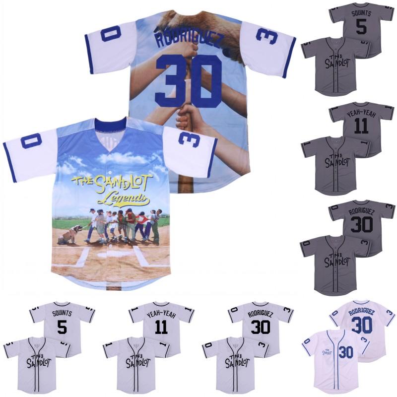 

The Sandlot Benny Jersey 30 The Jet Rodriguez 5 Michael Squints Palledorous 11 Alan Yeah-Yeah McClennan Movie Version Baseball Jerseys, Blue;black