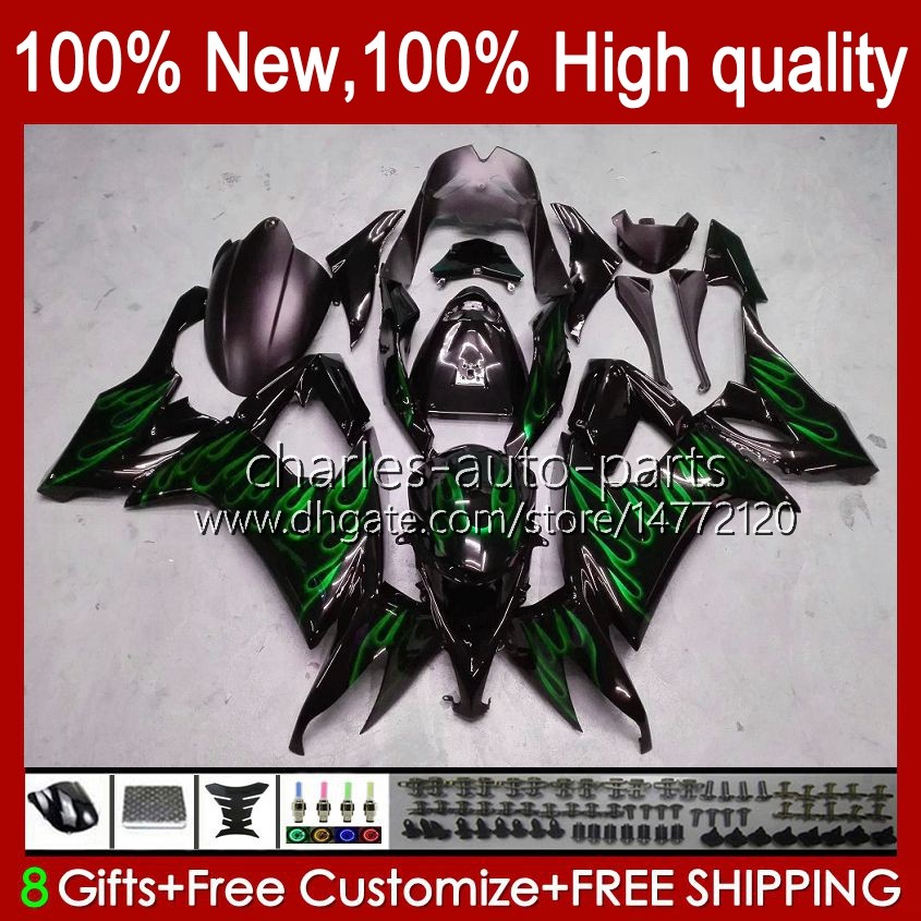 

Motorcycle Bodys For KAWASAKI NINJA ZX1000C ZX-10R ZX 10R 10 R 1000 CC Green Flames 08-10 Bodywork 56No.34 ZX10 1000CC ZX10R 08 09 10 ZX1000 2008 2009 2010 Fairing Kit, No. 2