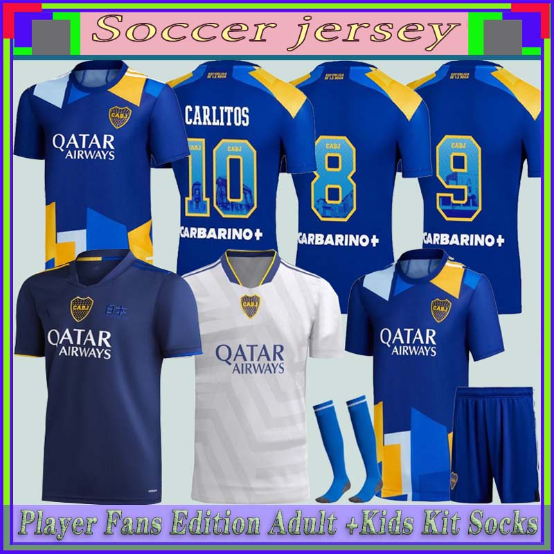 

Fans Player version 21 22 Boca Juniors soccer jersey CARLITOS MARADONA TEVEZ DE ROSSI 2021third home away 3rd 4th thailand football shirt MEN AND KIDS SETS UNIFORM, 2122 players edition