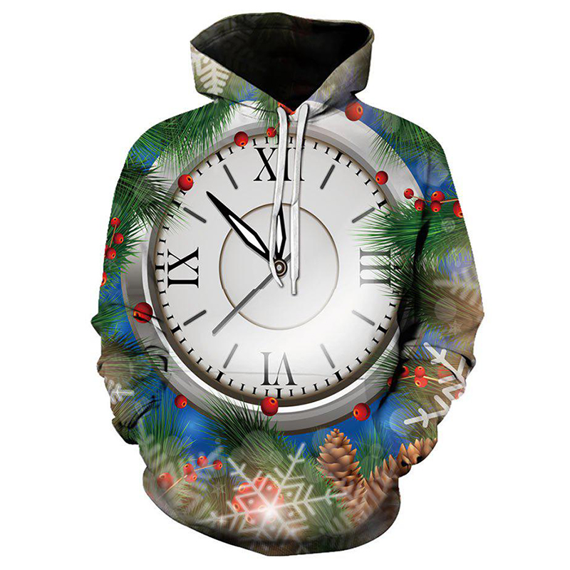 

Christmas personality trend hoodie visual impact party top punk gothic round neck high quality sweater hoodie, Black