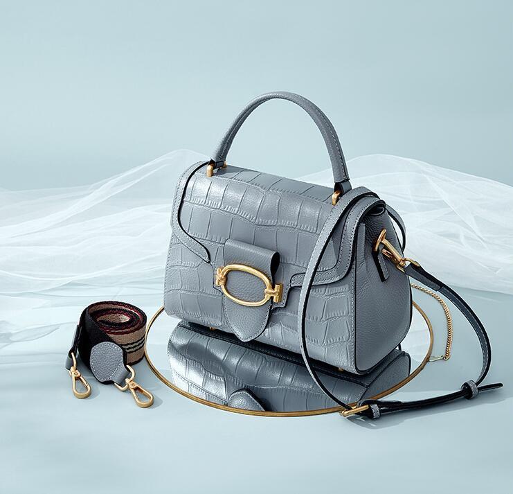 

High-quality First Layer Cowhide Elegant Ladies Shoulder Bag Fashion All-match Temperament Handbag Stereotyped Bags, Black