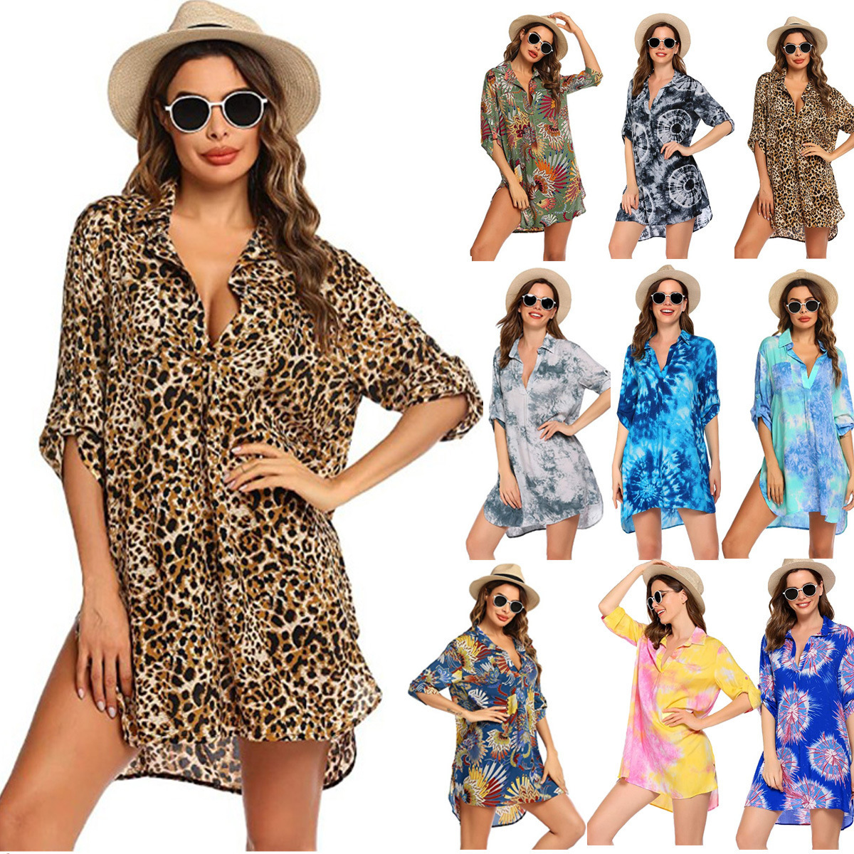 

Holiday Beach Dress -3xl Plus Size Dress For Women Swimsuit Cover Up Shirt Bikini Beachwear Bathing Suit Beach Dress Robes