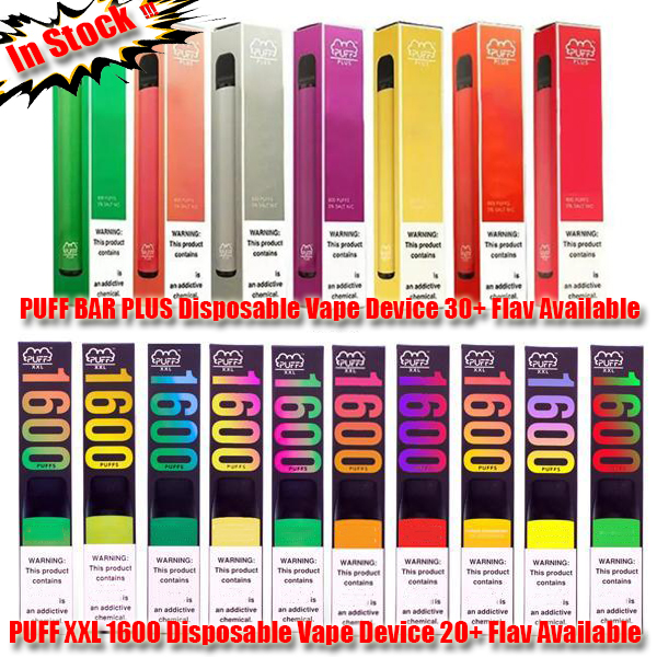 

[10PCS] Highes Quality PUFF BAR PLUS & PUFF XXL Disposable E Cigarette Vape Pen Pod Device Pre-filled Cartridge Battery 60+ Flavs Package Bongs