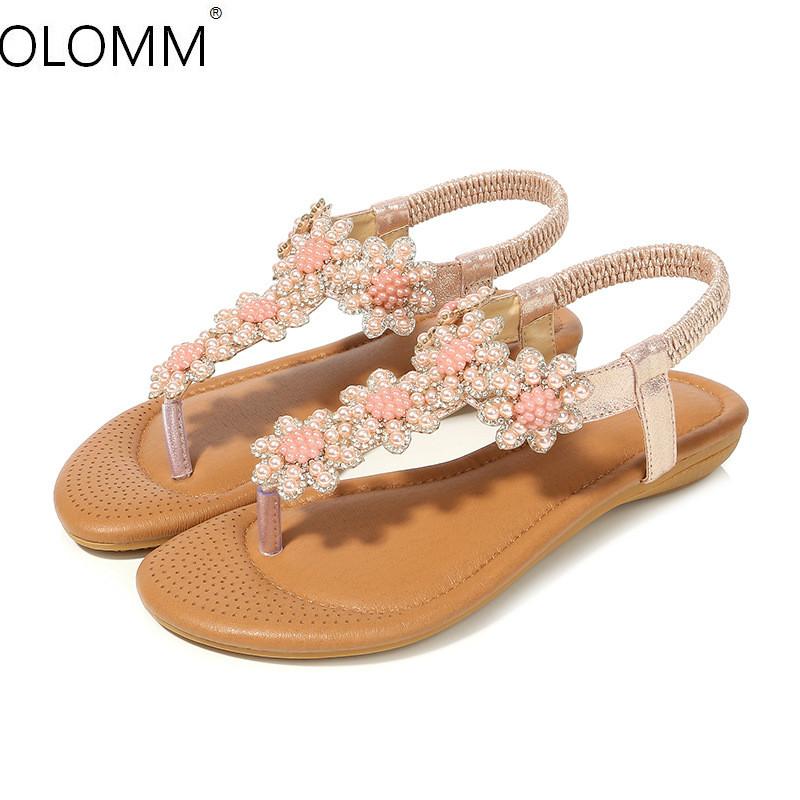 

Sandals Summer Rhinestone Beaded National Flat Shoes Pinch Flip Flops Womens Fashion Zapatos De Mujer Stripper Heels, Black