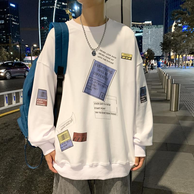 

Men's Hoodies & Sweatshirts Fashion Brand 2021 Blue White Black Classic Spring Autumn Hip Hop Loose Casual Punk Streetwear Clothes, Wy105 3