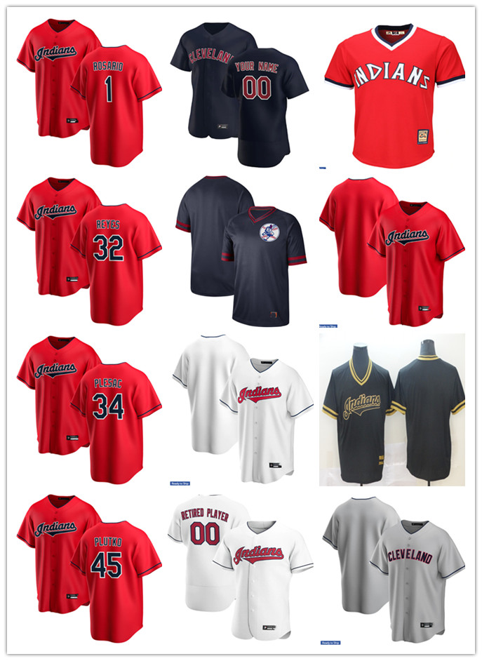 

Men Women Youth Cleveland Indians 34 Zach Plesac 45 Adam Plutko 32 Franmil Reyes 1 Amed Rosario Custom Baseball Jersey Blank red, Blue;black