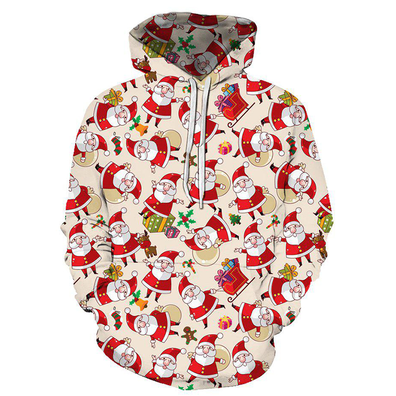 

Christmas lazy style hoodie visual impact party top punk gothic round neck high quality sweater hoodie, Black