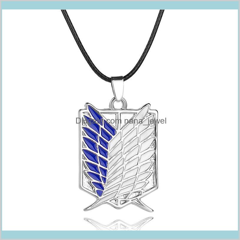 

Necklaces Pendants Anime Peripheral Pendant Cosplay Attack On Titan Scout Regiment Logo Leather Necklace Survey Corps Accessories Jewe, Silver