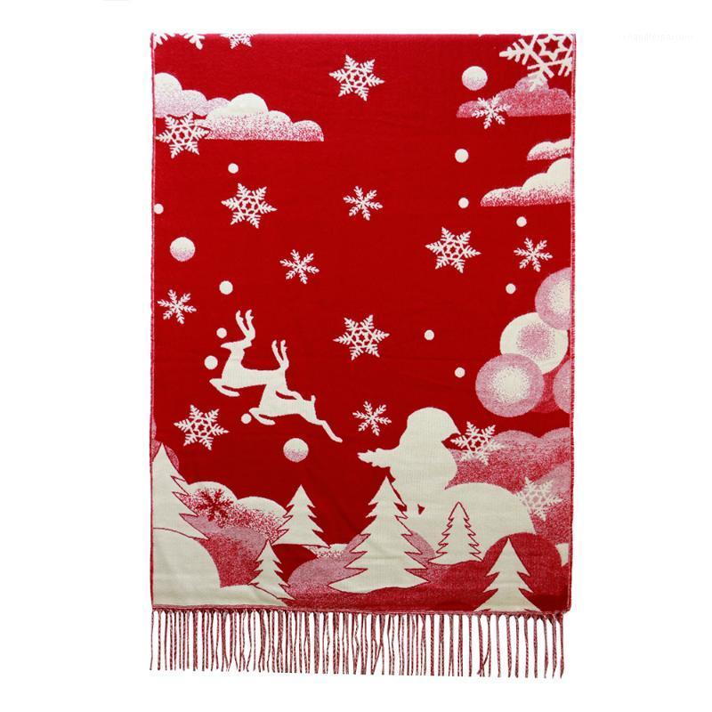 

Scarves Scarf Women Cashmere Shawls Snowflake Acrylic Winter Shawl Girls Christmas Gifts 280G